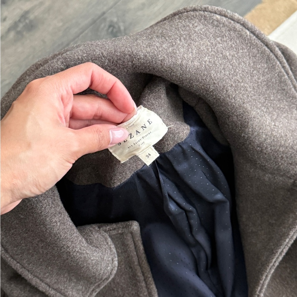 sezane clyde taupe wool coat